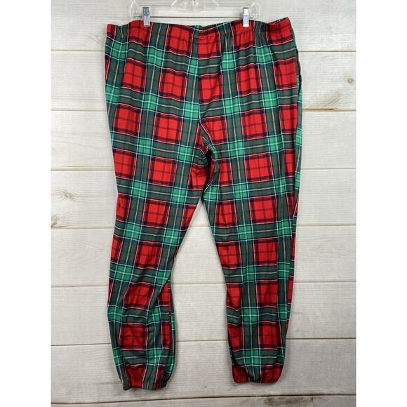 Joyspun Two Piece Pajama Set Womens 3X 22W 24W Red Green Plaid Holiday Cheers - Picture 8 of 14